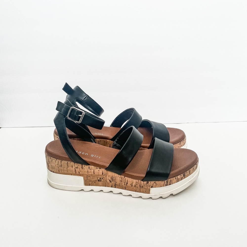 Madden Girl Ellinore Black Platform Sandals size 8